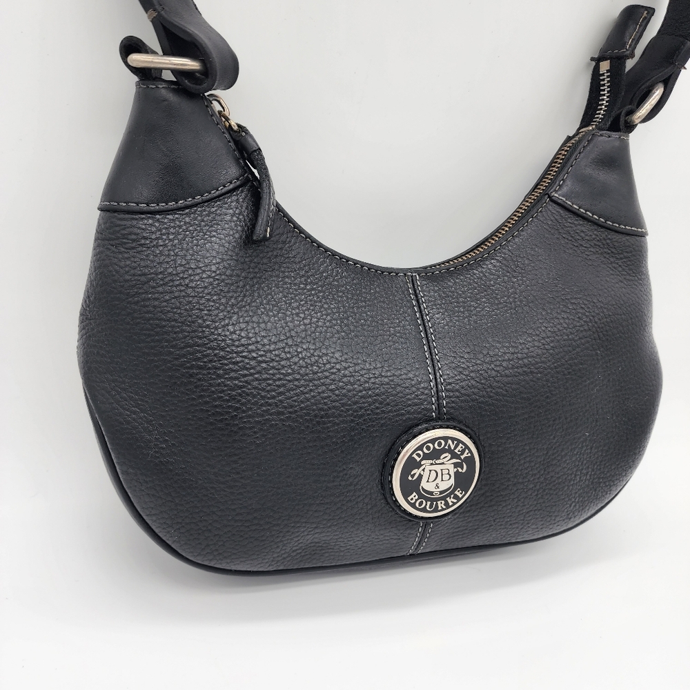 Dooney & Bourke Y2K Small Black Pebbled Leather Hobo Bag - Picture 2 of 16